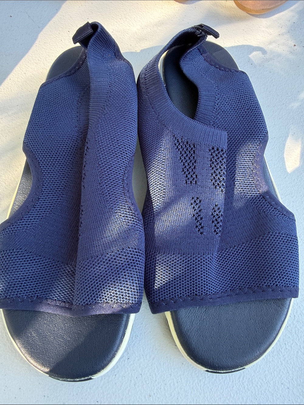 Women's Navy Knit Slip-On Sandals